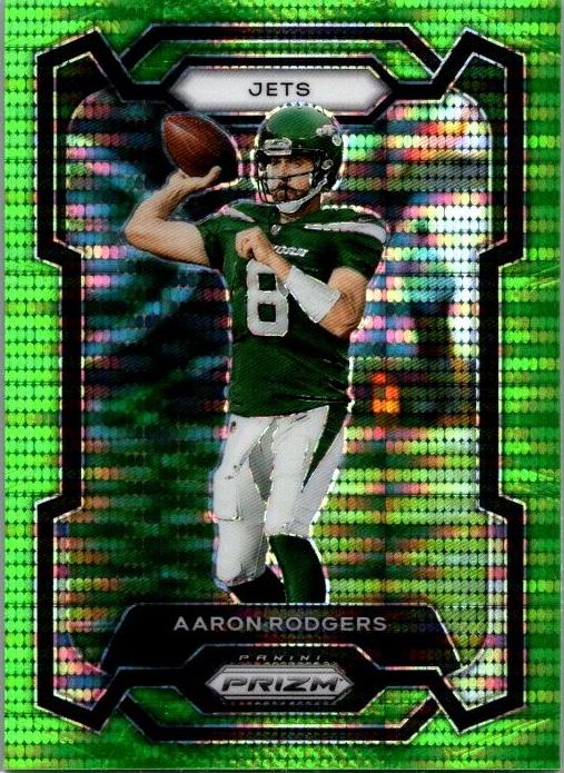 2023 Panini Prizm Football Neon Green Pulsar Aaron Rodgers #227 PSA 10