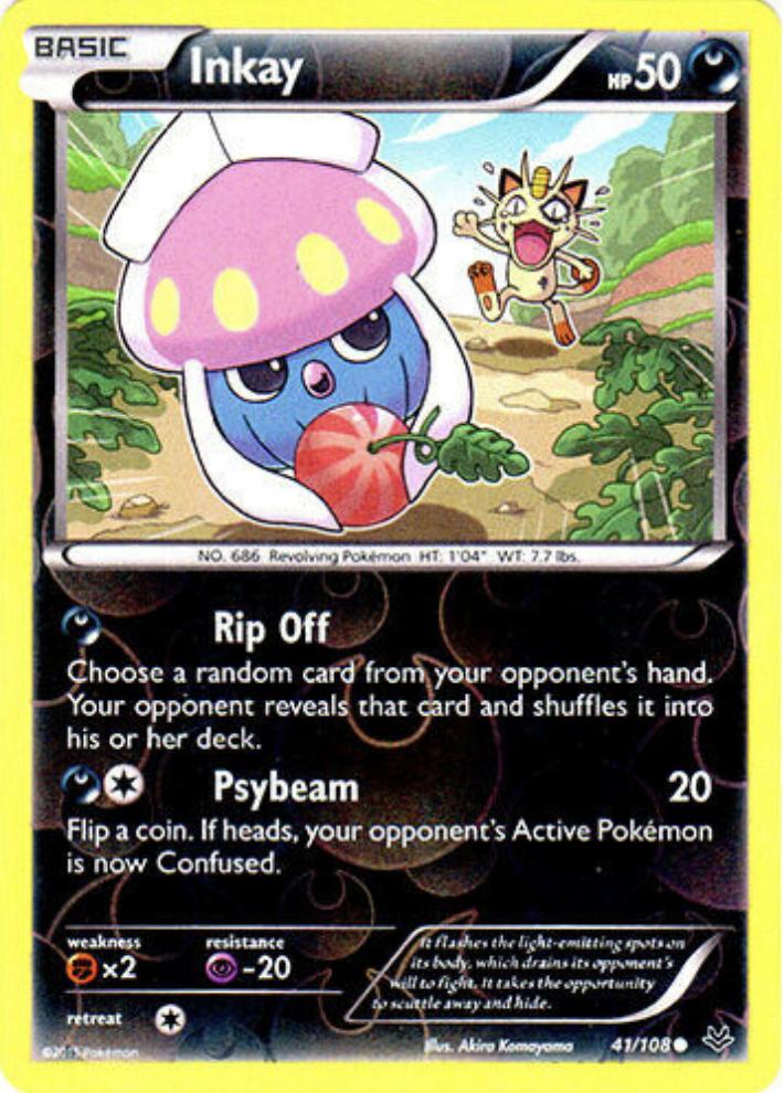 2015 Pokemon XY Roaring Skies Reverse Holo Inkay #41