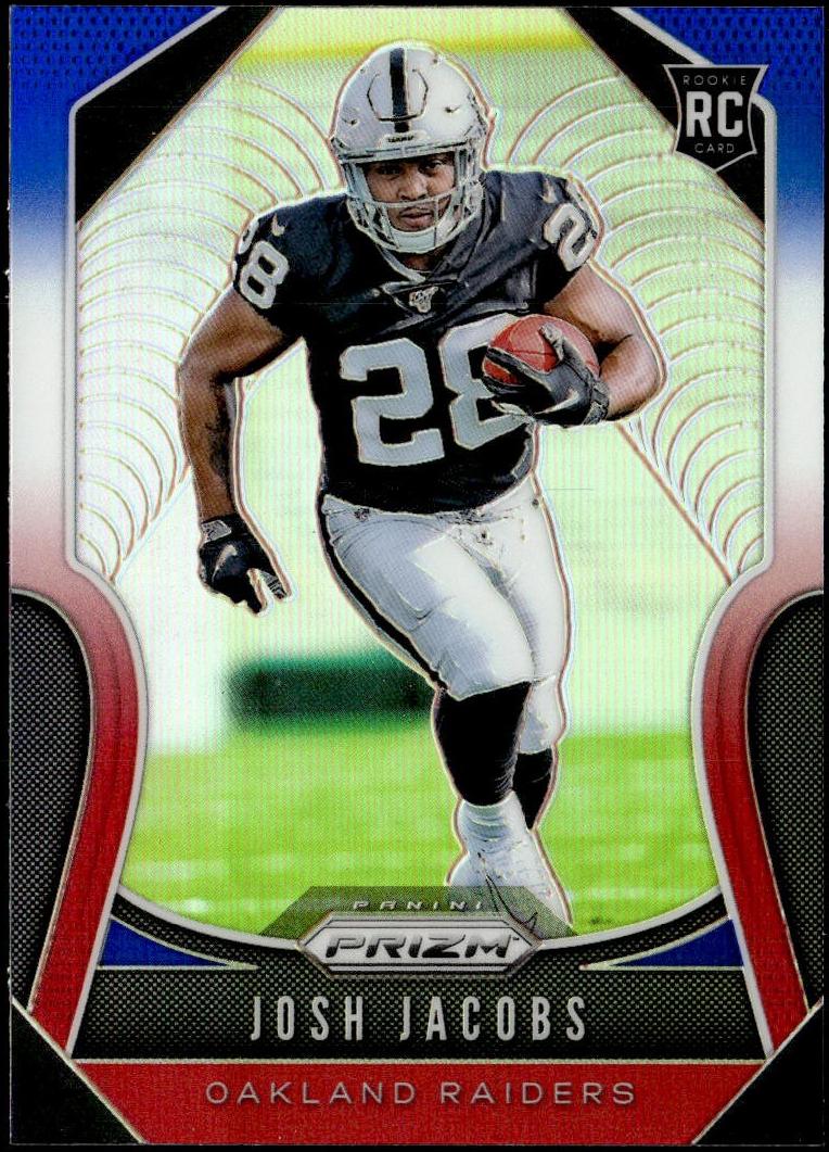 2019 Panini Prizm Football Prizm Red White Blue Josh Jacobs #323 PSA 10