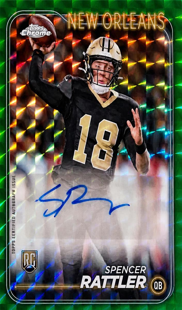 2024 Topps Chrome Football Green Geometric Refractor Spencer Rattler #RA-SRA
