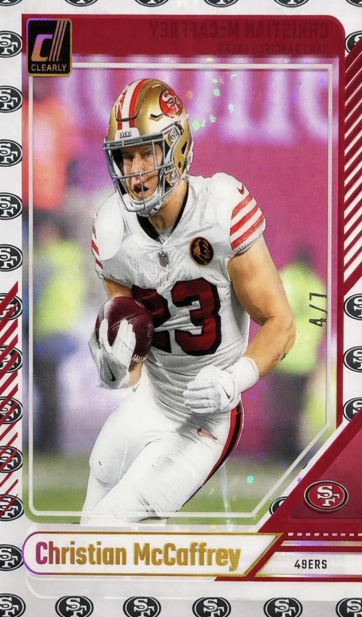 2024 Panini Clearly Donruss Football Team Logos Christian McCaffrey #46 PSA 9