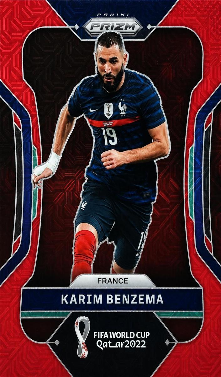 2022 Panini Prizm FIFA World Cup Qatar Soccer Red Mojo Karim Benzema #99 PSA 10