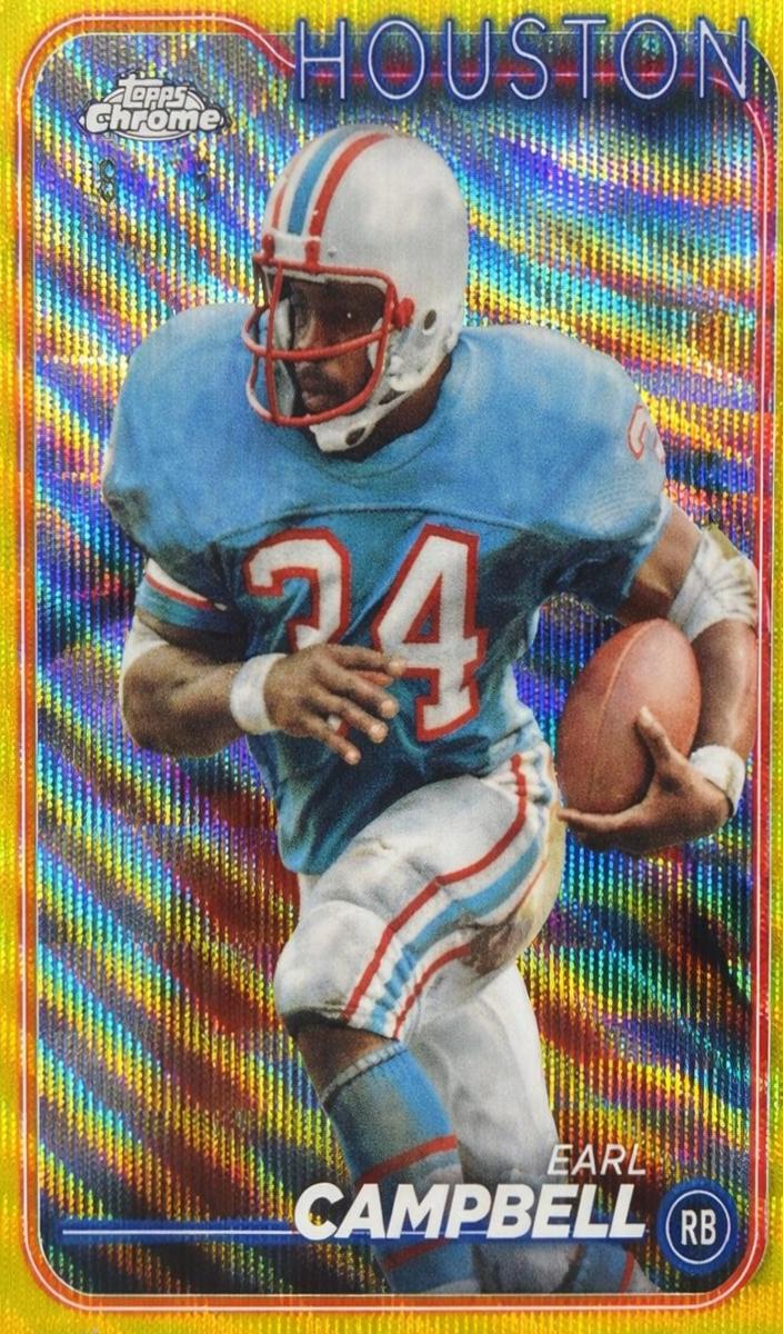 2024 Topps Chrome Football Yellow Wave Refractor Earl Campbell #186