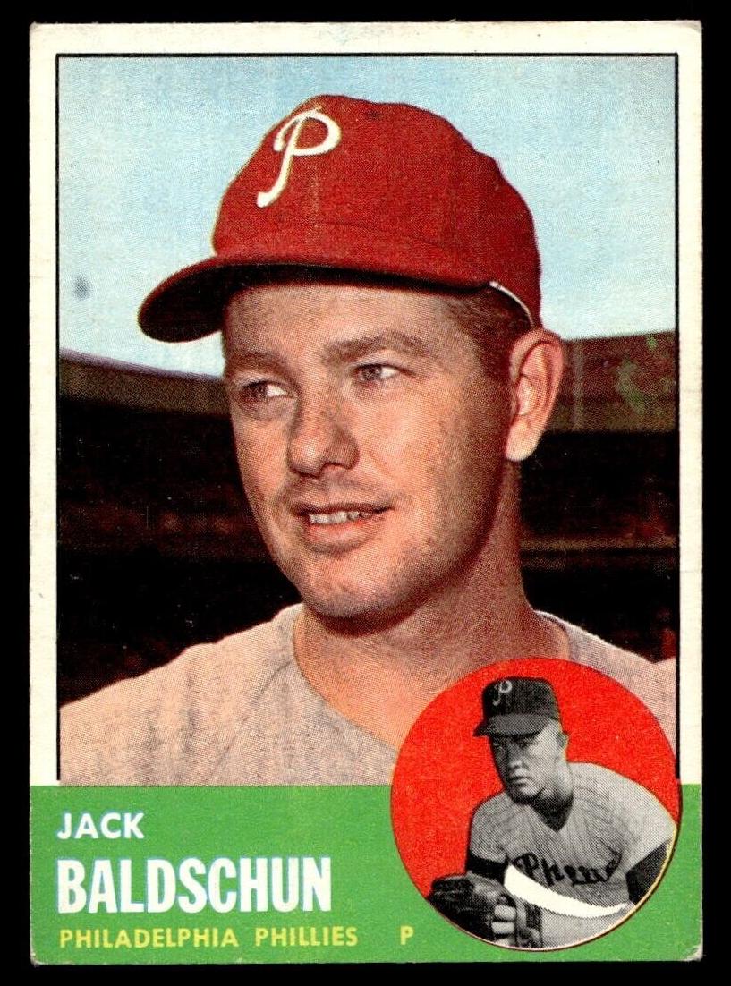 1963 Topps Baseball White Slash Jack Baldschun #341