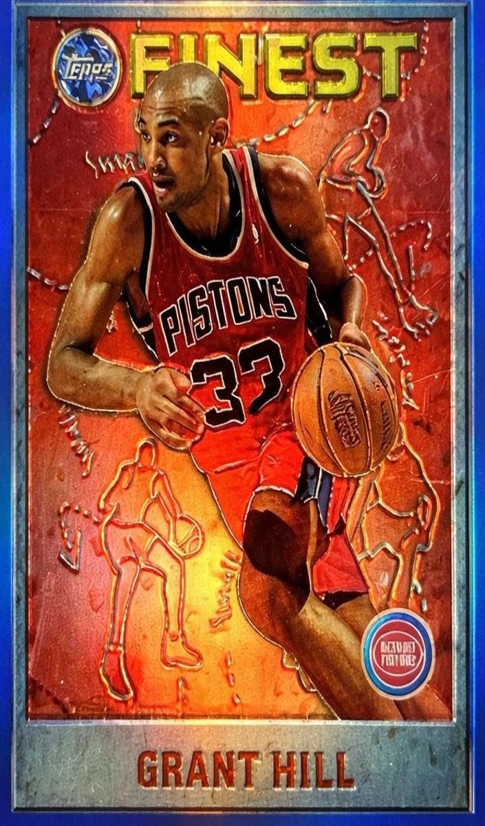 1995 Topps Finest Basketball Refractor Grant Hill #190 PSA 9