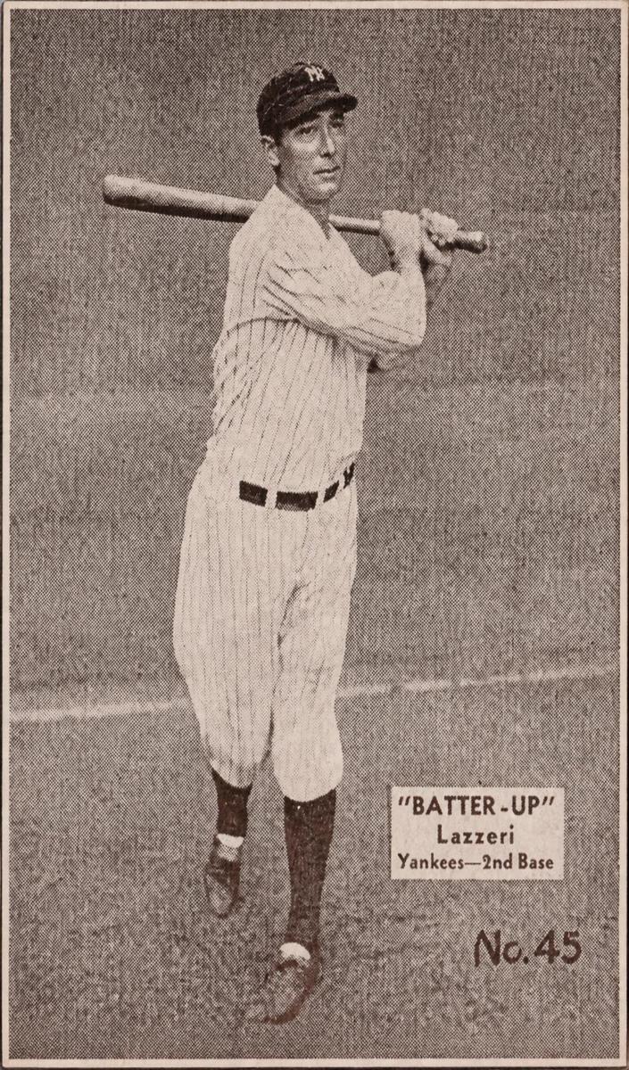 1934 R318 Batter-Up Baseball Tony Lazzeri #45 SGC 2