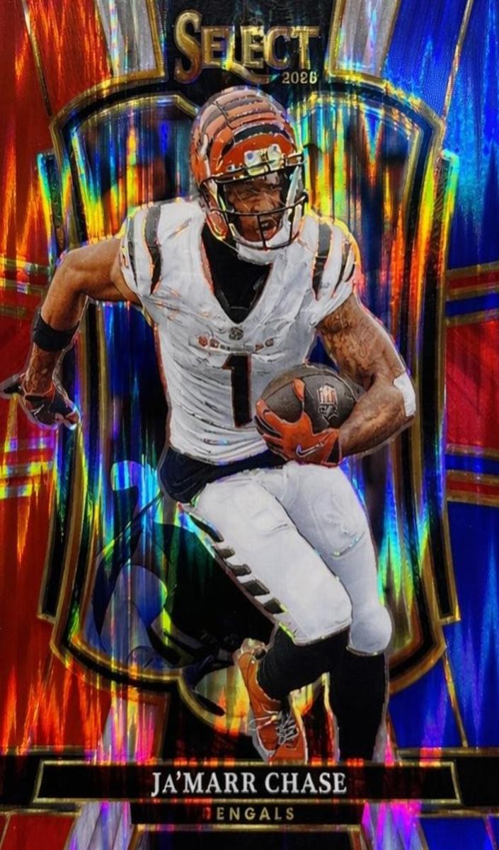 2025 Panini Select Football Red and Blue Shock Ja'Marr Chase #157