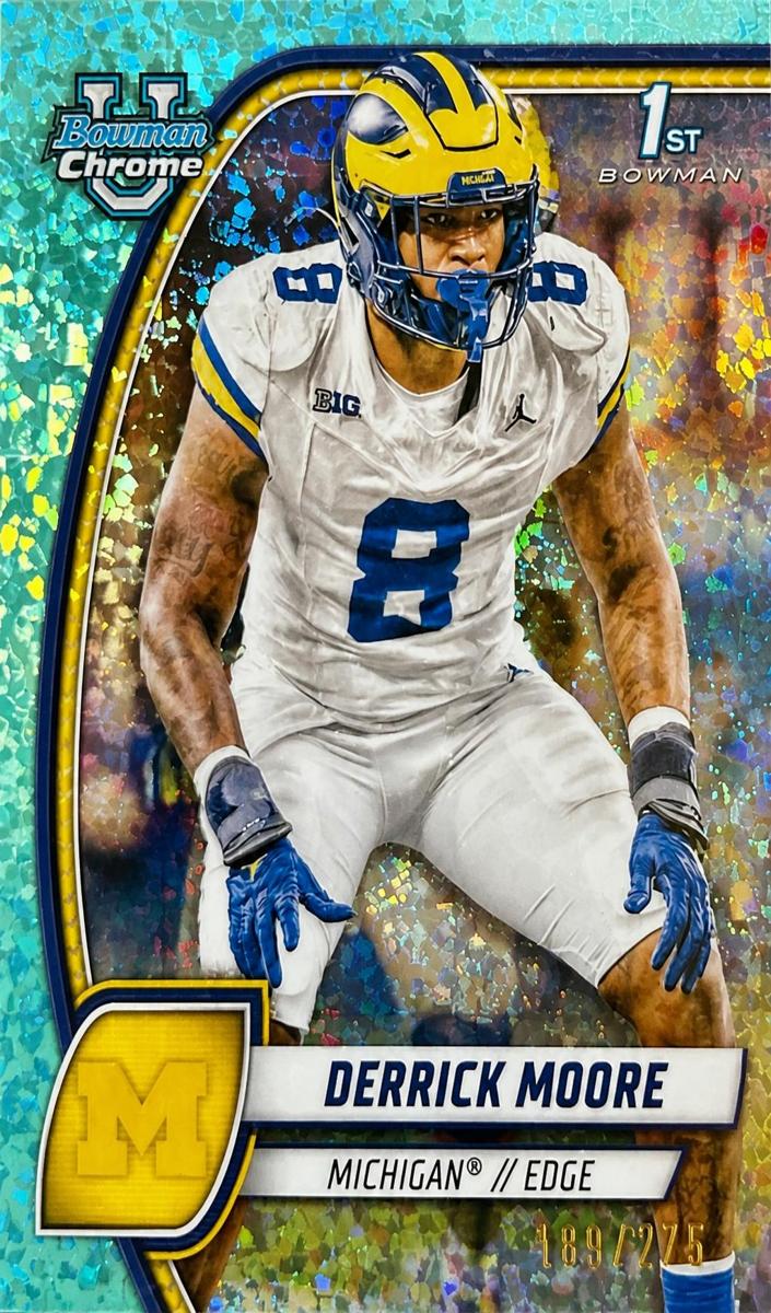 2024 Bowman Chrome University Football Aqua Mini Diamond Refractor Derrick Moore #59