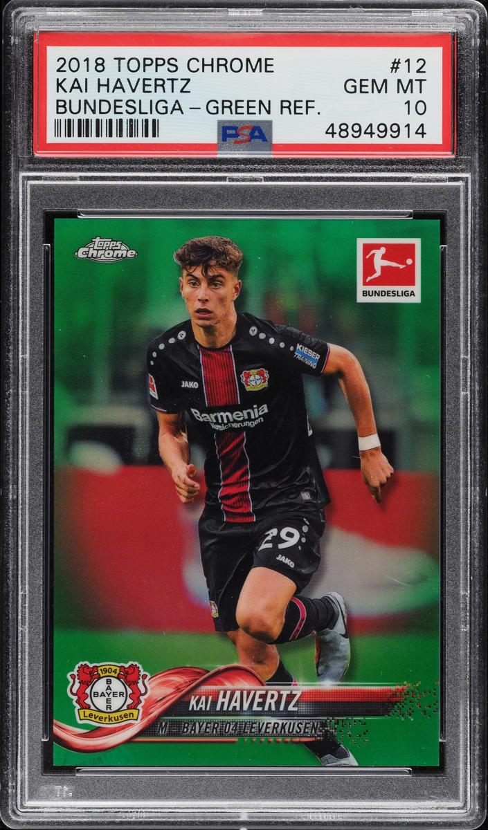 2018 Topps Chrome Bundesliga Soccer Green Kai Havertz #12 PSA 10