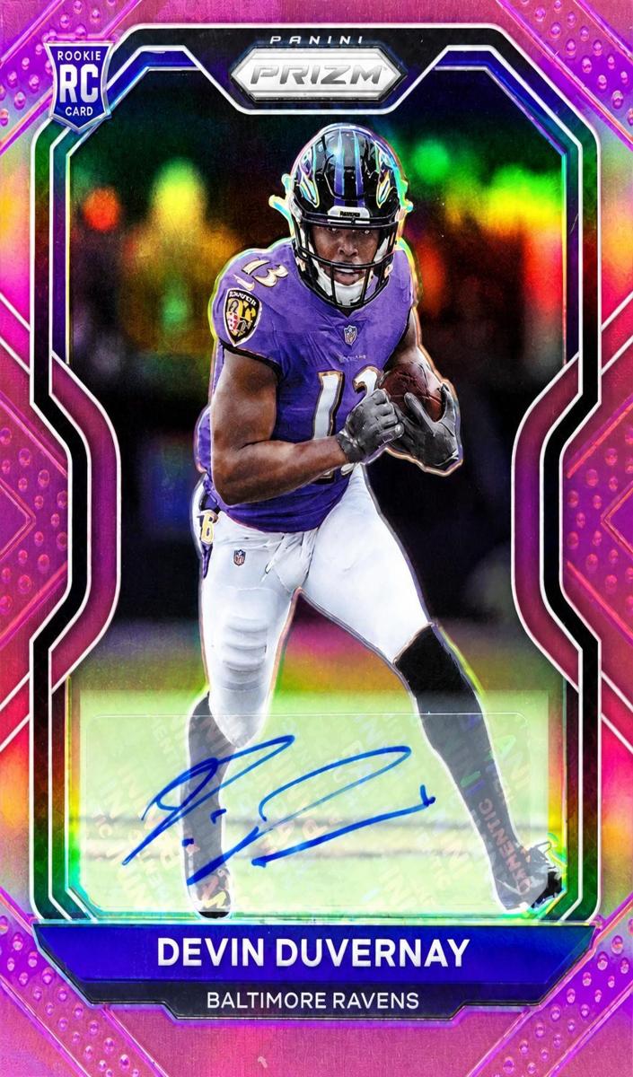 2020 Panini Prizm Football Pink Prizm Devin Duvernay #380 PSA 9