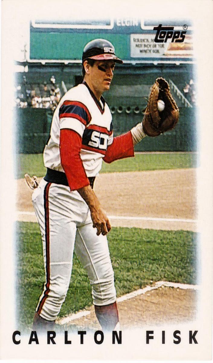 1986 Topps Major League Leaders Minis Baseball Carlton Fisk #11 PSA 9