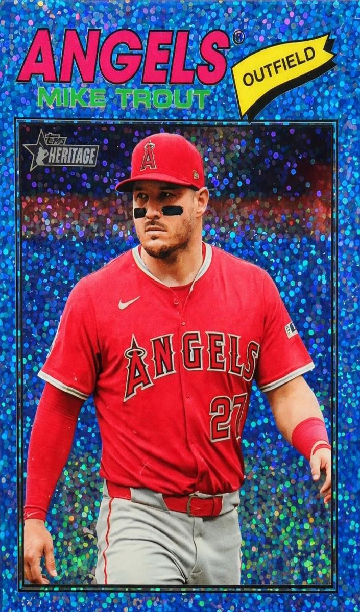 2026 Topps Heritage Baseball Light Blue Sparkle Refractor Mike Trout #163