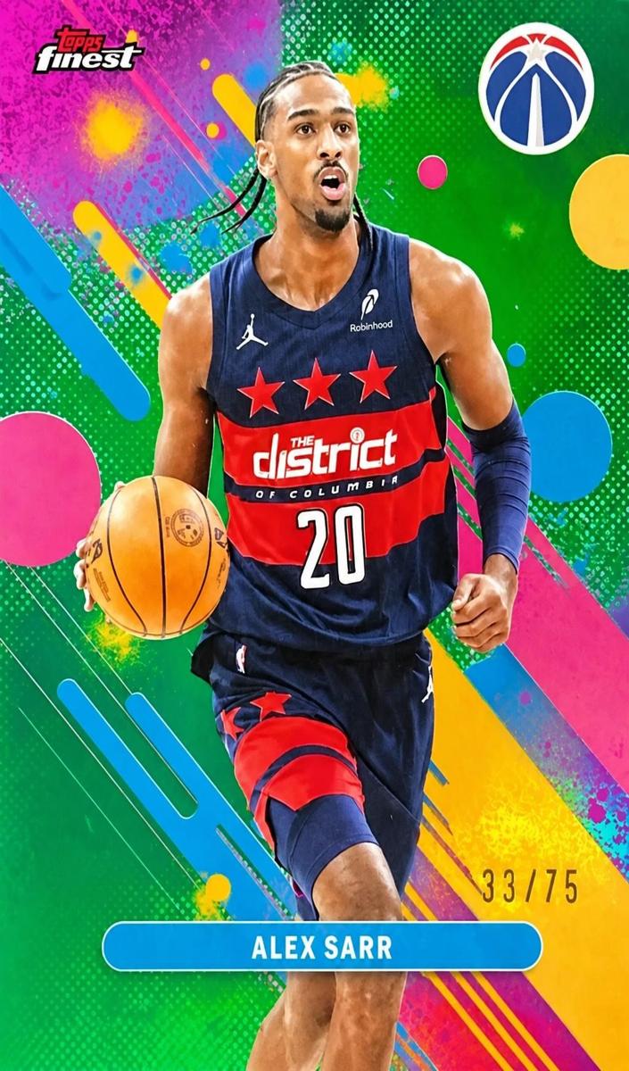 2025 Topps Finest Basketball Green Refractor Alex Sarr #59