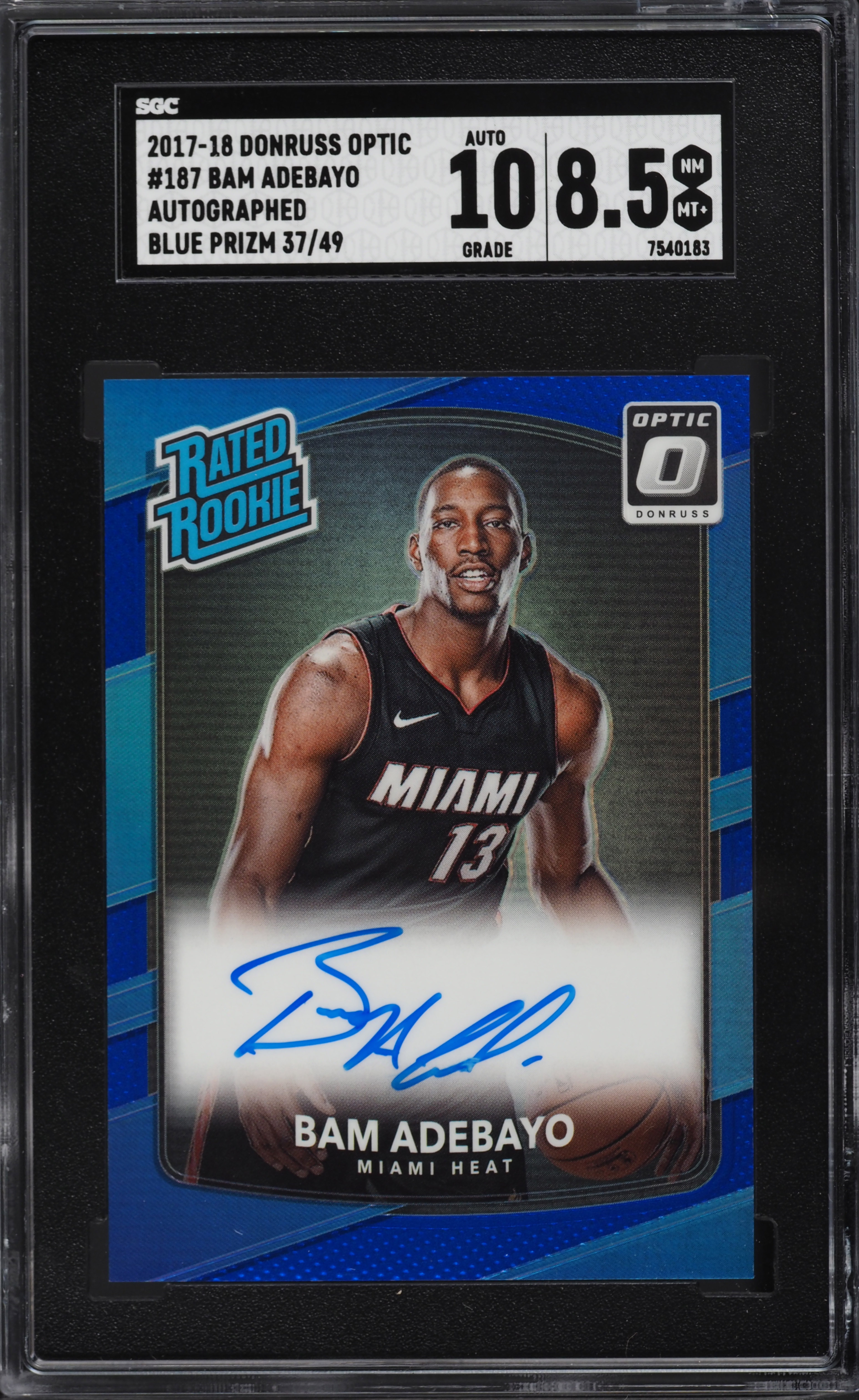 2017 Donruss Optic Basketball Blue Bam Adebayo #187 SGC 8.5