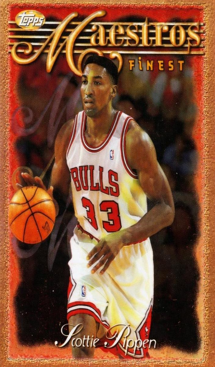 1996 Topps Finest Basketball Refractor Scottie Pippen #1 PSA 9