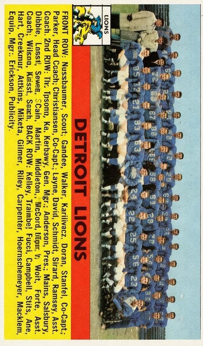 1956 Topps Football Detroit Lions #92 PSA 7