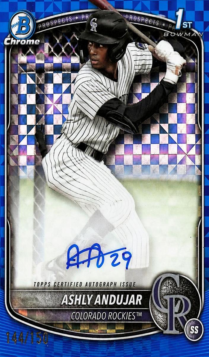 2025 Bowman Chrome Prospects Baseball Blue X-Fractor Ashly Andujar #CPA-AA PSA 9