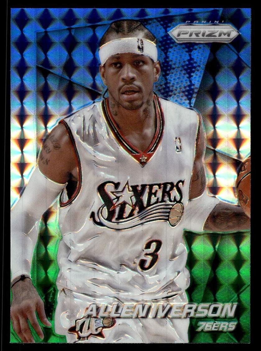 2014 Panini Prizm Basketball Blue Green Mosaic Allen Iverson #184