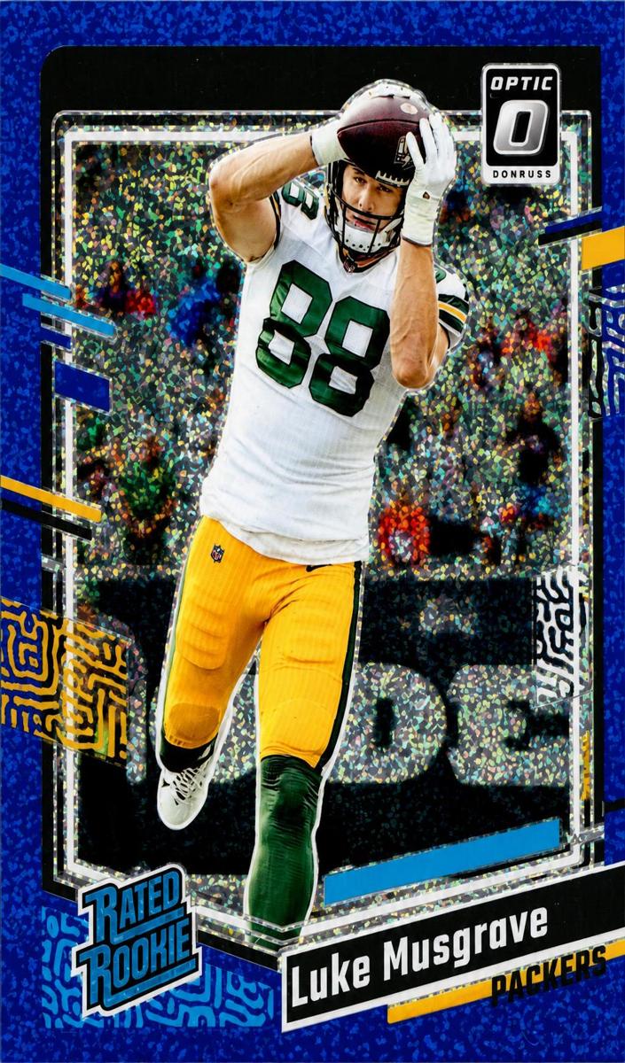 2023 Donruss Optic Football Blue Glitter Luke Musgrave #241 PSA 9
