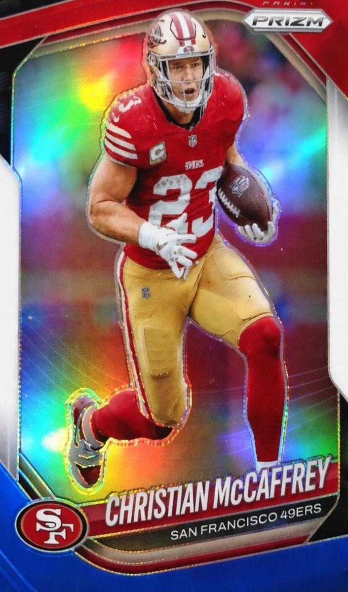 2025 Panini Prizm Football Red White and Blue Christian McCaffrey #156