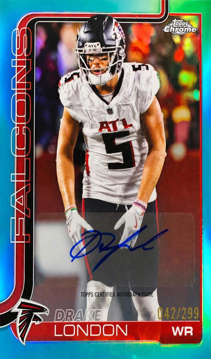 2025 Topps Chrome Football Teal Refractor Drake London #BA-DL