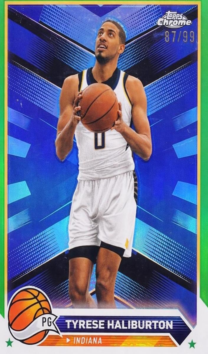 2023 Topps Chrome Basketball Green Refractor Tyrese Haliburton #4 PSA 8.5