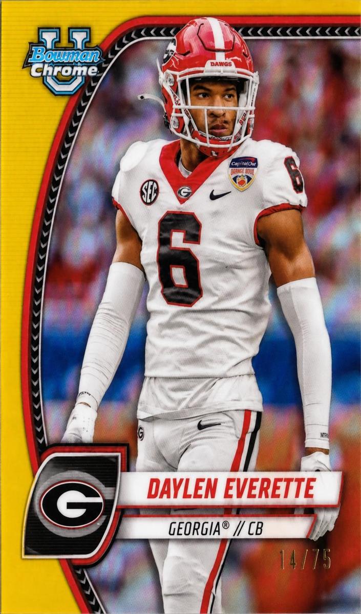 2024 Bowman Chrome University Football Yellow Refractor Daylen Everette #55
