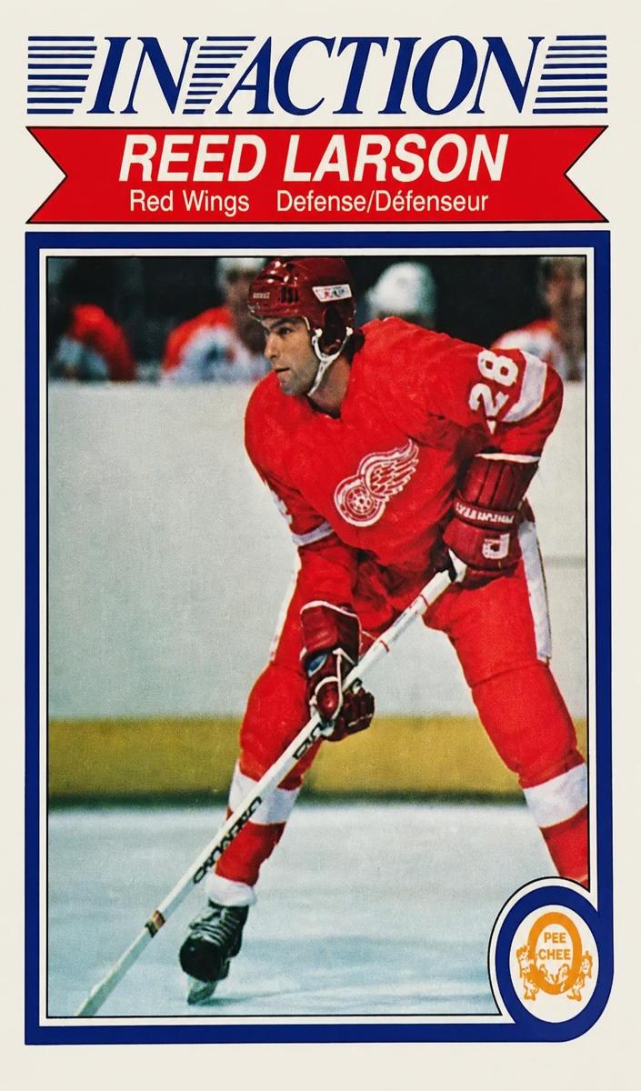 1982 O-Pee-Chee Hockey In Action Reed Larson #89 PSA 9