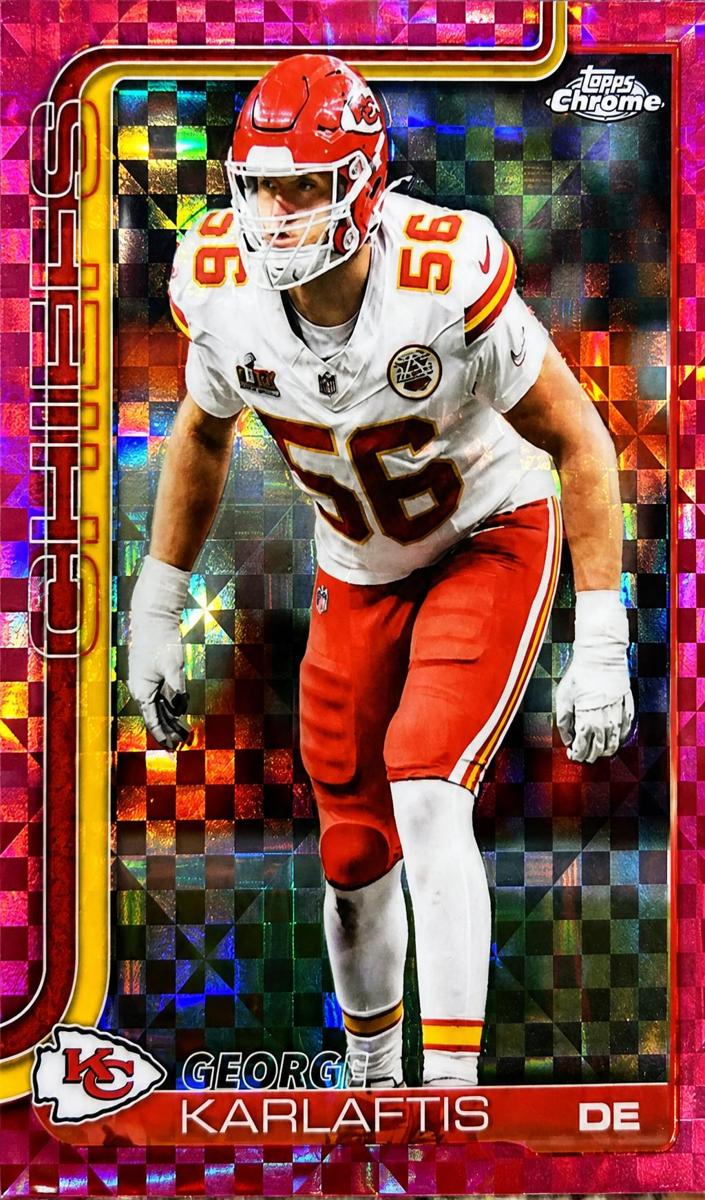 2025 Topps Chrome Football Hot Pink X-Fractor George Karlaftis #152