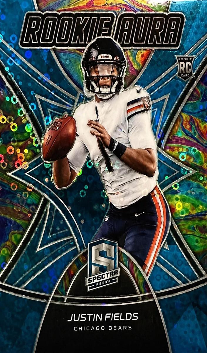2021 Panini Spectra Football Neon Blue Justin Fields #RO-3 PSA 8.5