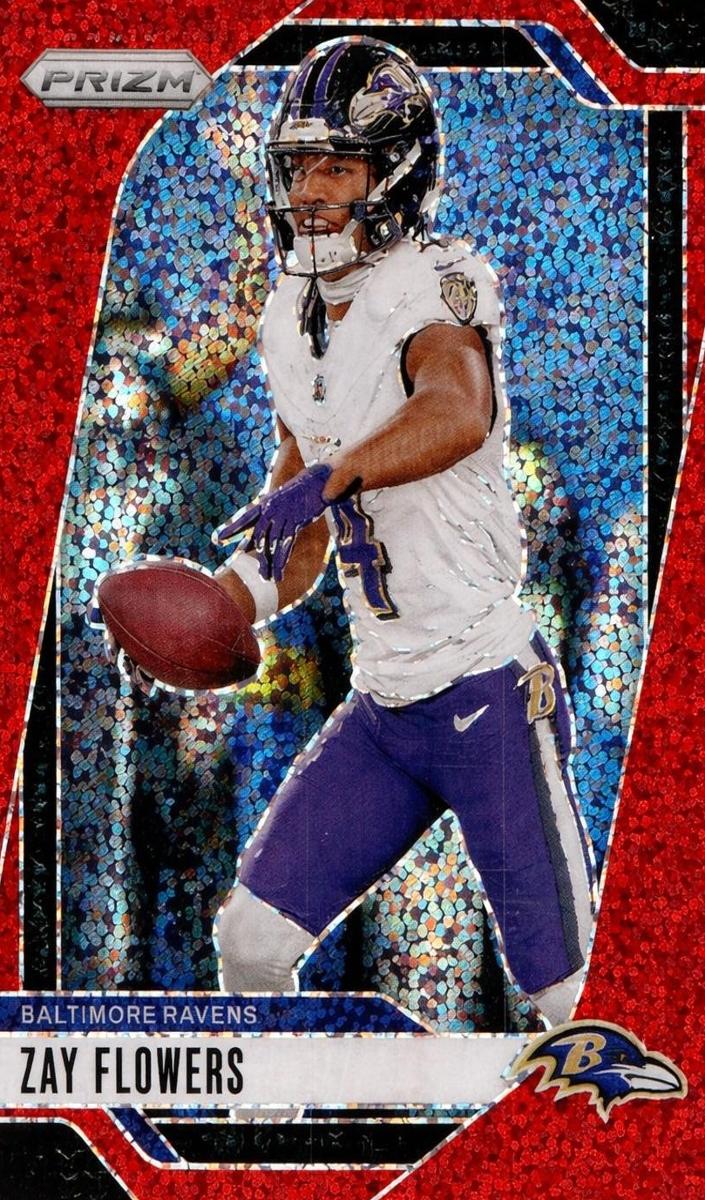 2024 Panini Prizm Football Red Sparkle Zay Flowers #21