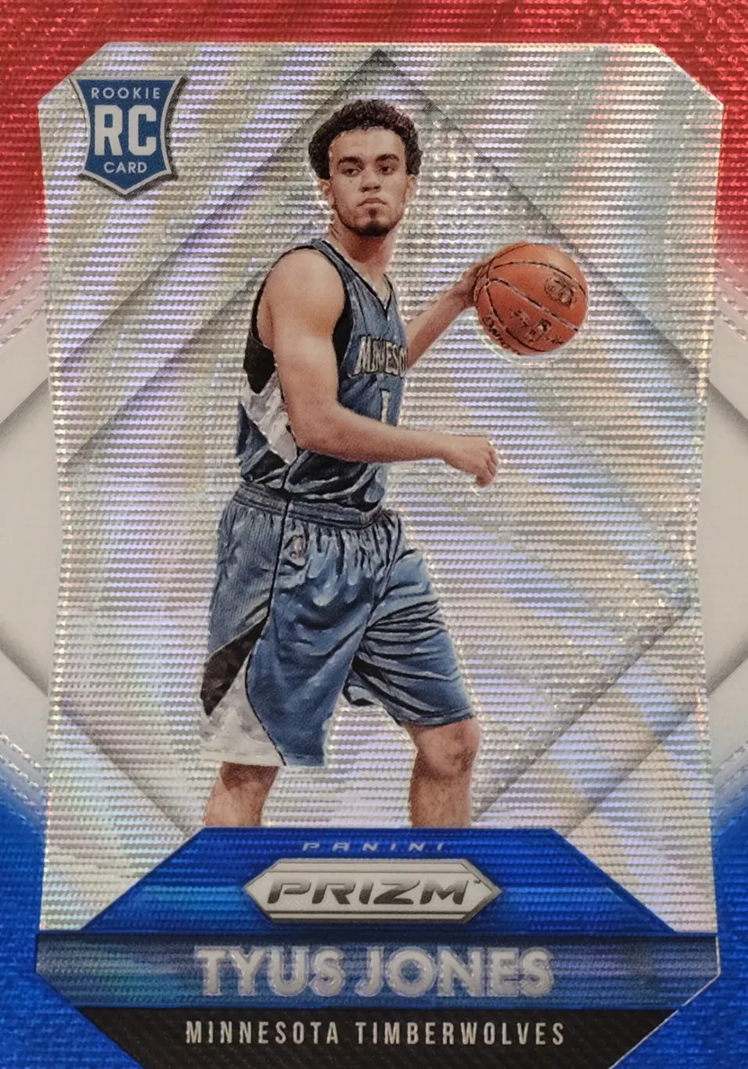 2015 Panini Prizm Basketball Red White Blue Prizms Tyus Jones #324 PSA 10