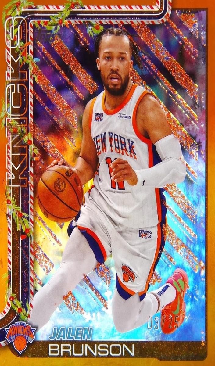 2025 Topps Holiday Basketball Orange Metallic Glitter Holiday Jalen Brunson #H12
