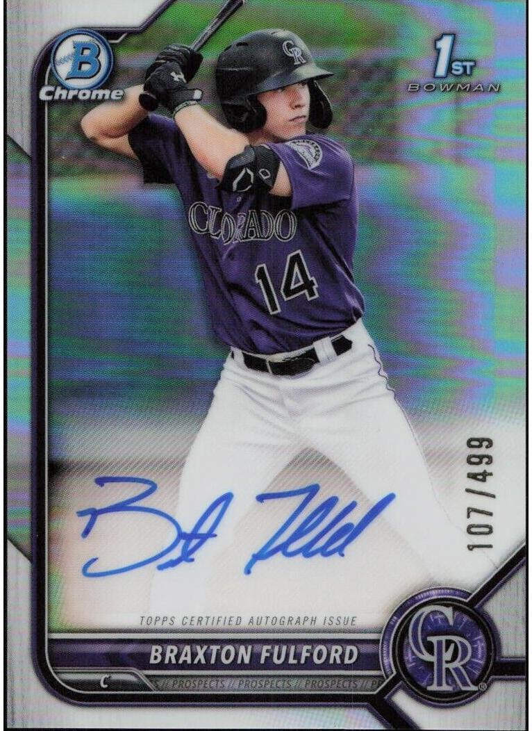 2022 Bowman Chrome Prospects Baseball Refractor Braxton Fulford #CPA-BF