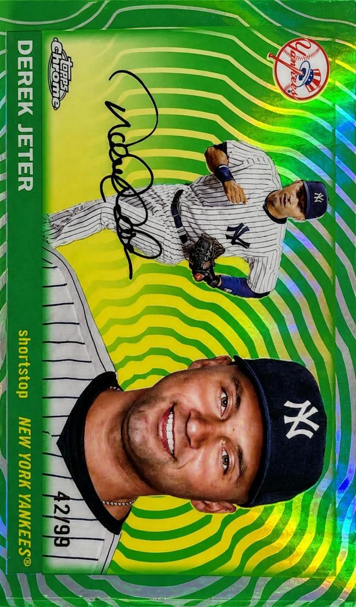 2025 Topps Chrome Platinum Baseball Green Vibrations Refractor Derek Jeter #458