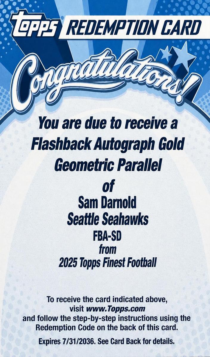 2025 Topps Finest Football Gold Geometric Sam Darnold #FBA-SD