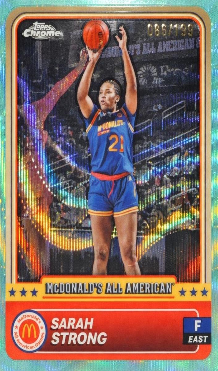 2024 Topps Chrome McDonald's All American Basketball Aqua Wave Refractor Sarah Strong #10 PSA 10
