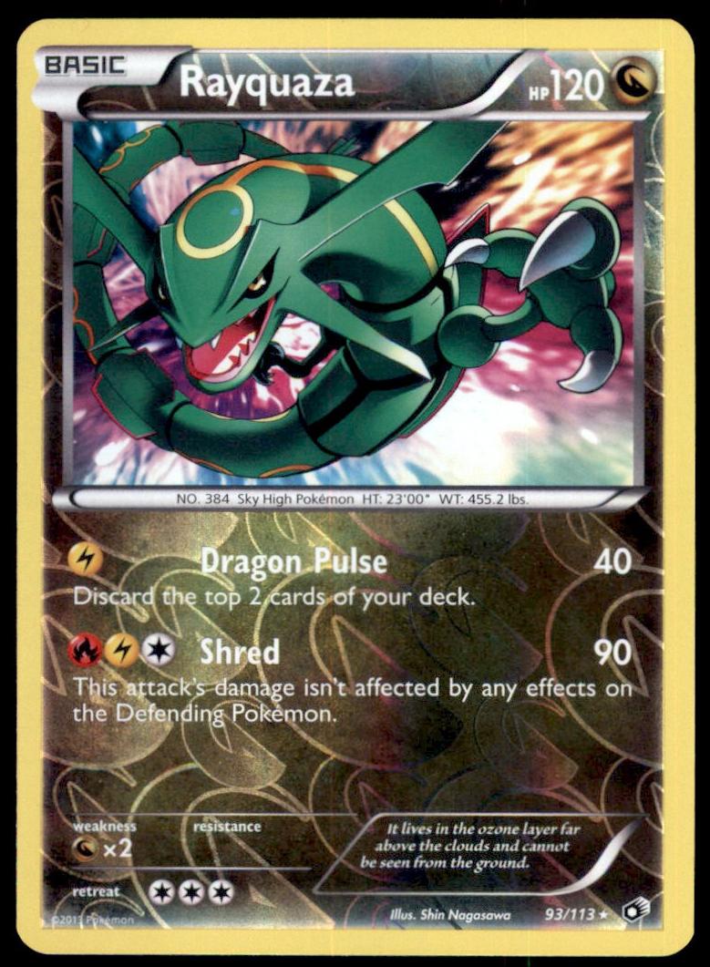 2013 Pokemon Black & White Legendary Treasures Reverse Holo Rayquaza #93 PSA 9