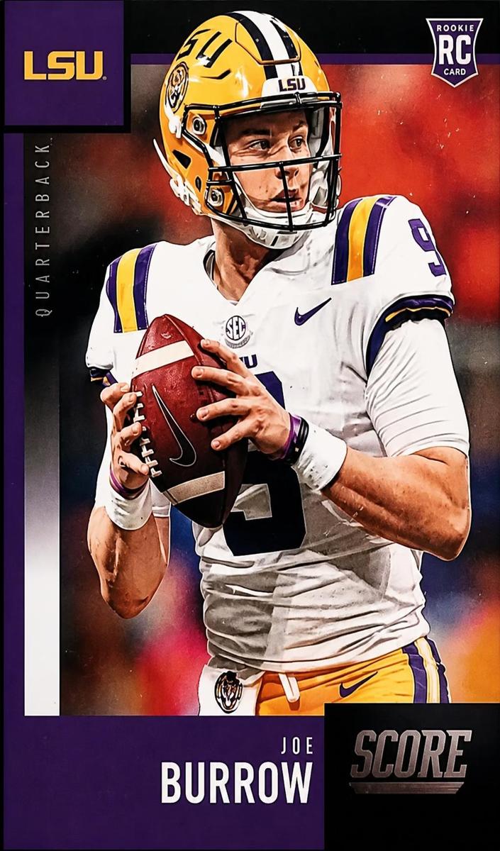 2020 Panini Score Football Purple Joe Burrow #360 PSA 9