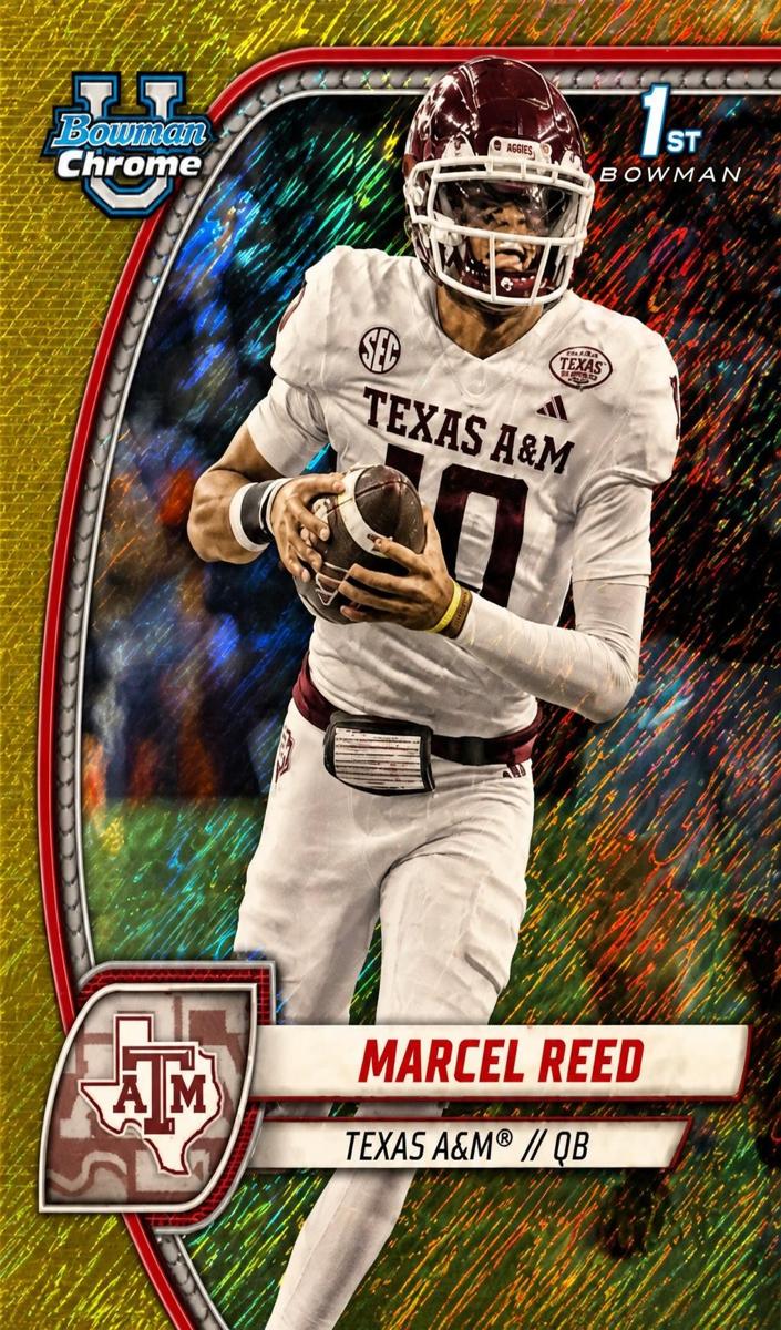 2024 Bowman Chrome University Football Shimmer Gold Refractor Marcel Reed #173 PSA 10