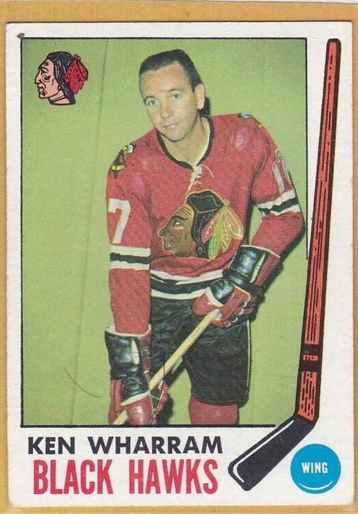 1969 Topps Hockey Ken Wharram #74 PSA 8