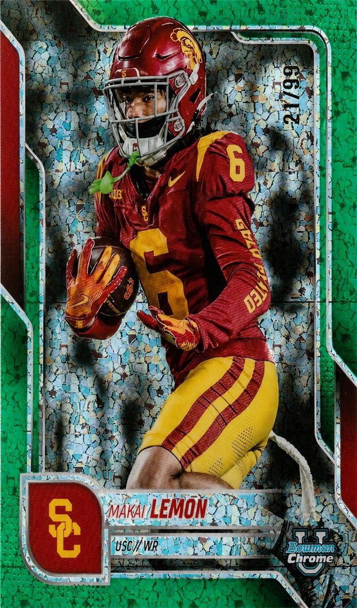 2025 Bowman Chrome University Football Green Mini-Diamond Refractor Makai Lemon #174 PSA 10