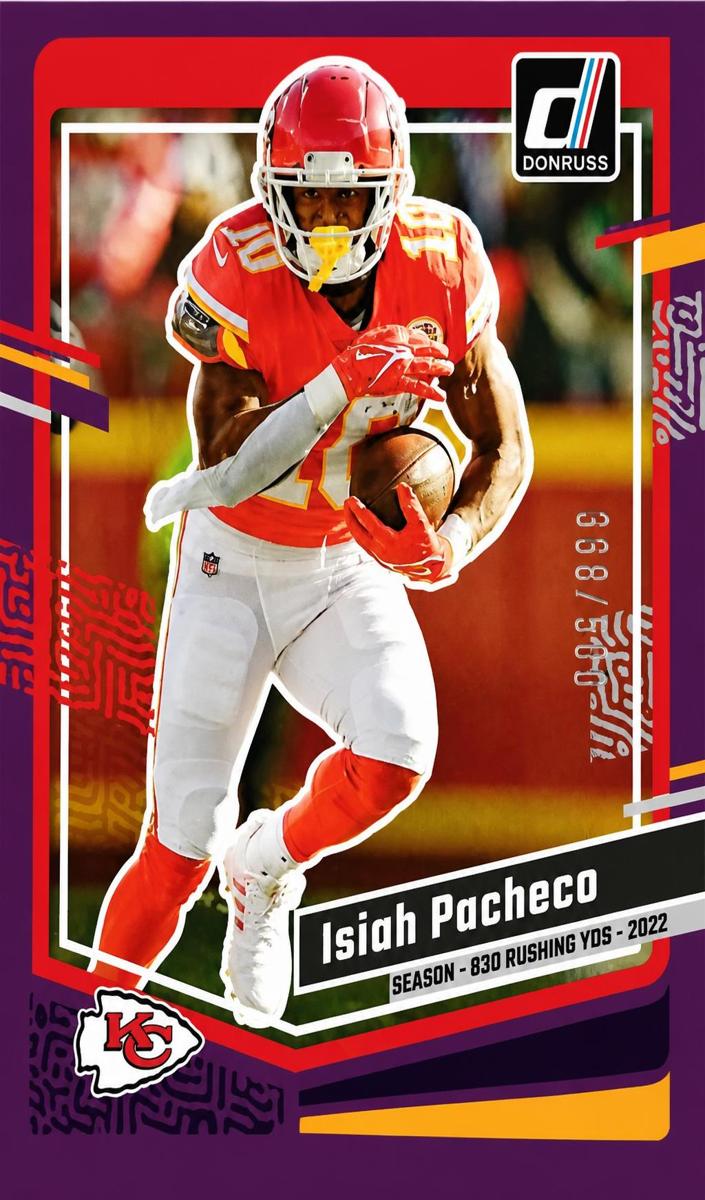 2023 Panini Donruss Football Season Stat Line Isiah Pacheco #144 PSA 10