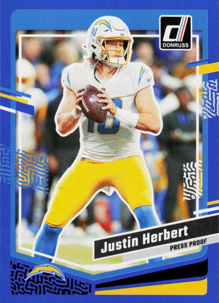 2023 Panini Donruss Football Press Proof Blue Justin Herbert #158