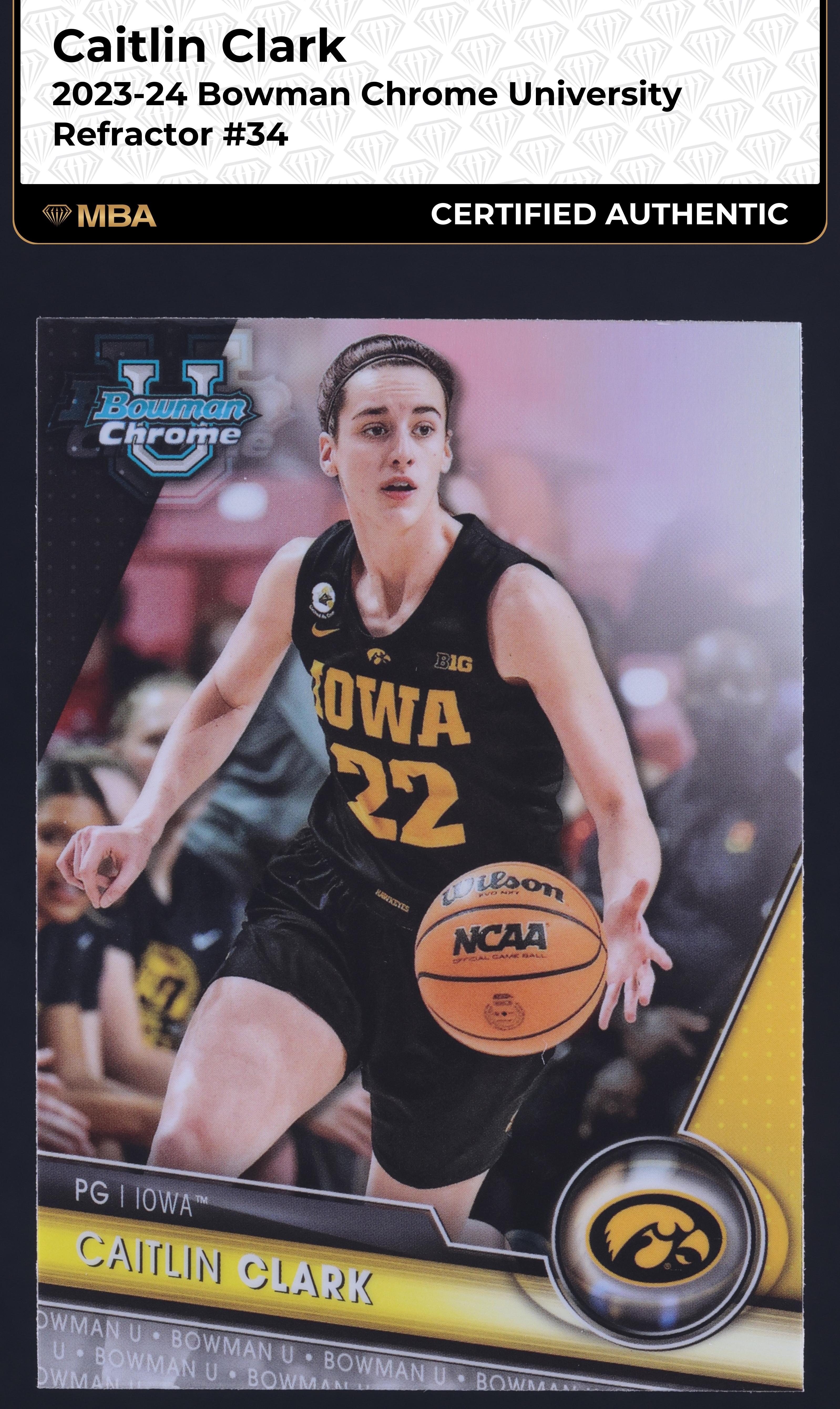 2023 Bowman Chrome University Basketball Refractor Caitlin Clark #34 PSA 10