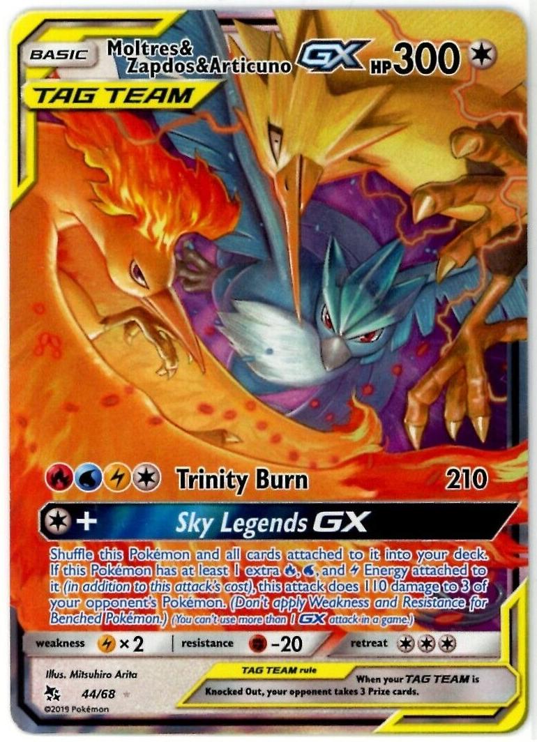 2019 Pokemon Sun & Moon Hidden Fates Moltres & Zapdos & Articuno GX #44