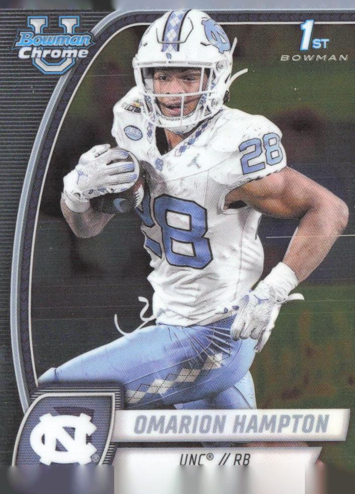 2024 Bowman Chrome University Football Omarion Hampton #198 PSA 10