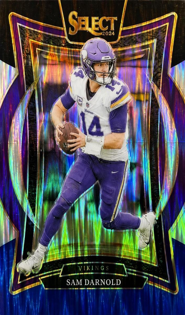2024 Panini Select Football Black and Blue Shock Sam Darnold #92 PSA 9