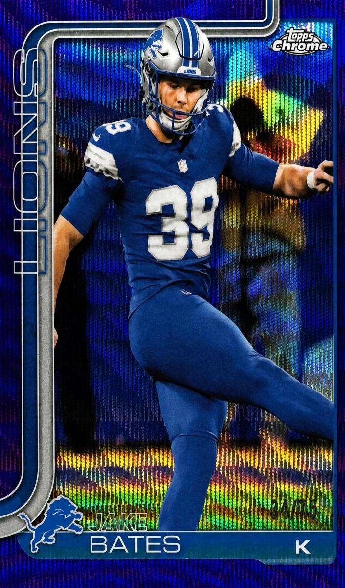 2025 Topps Chrome Football Purple Wave Refractor Jake Bates #105