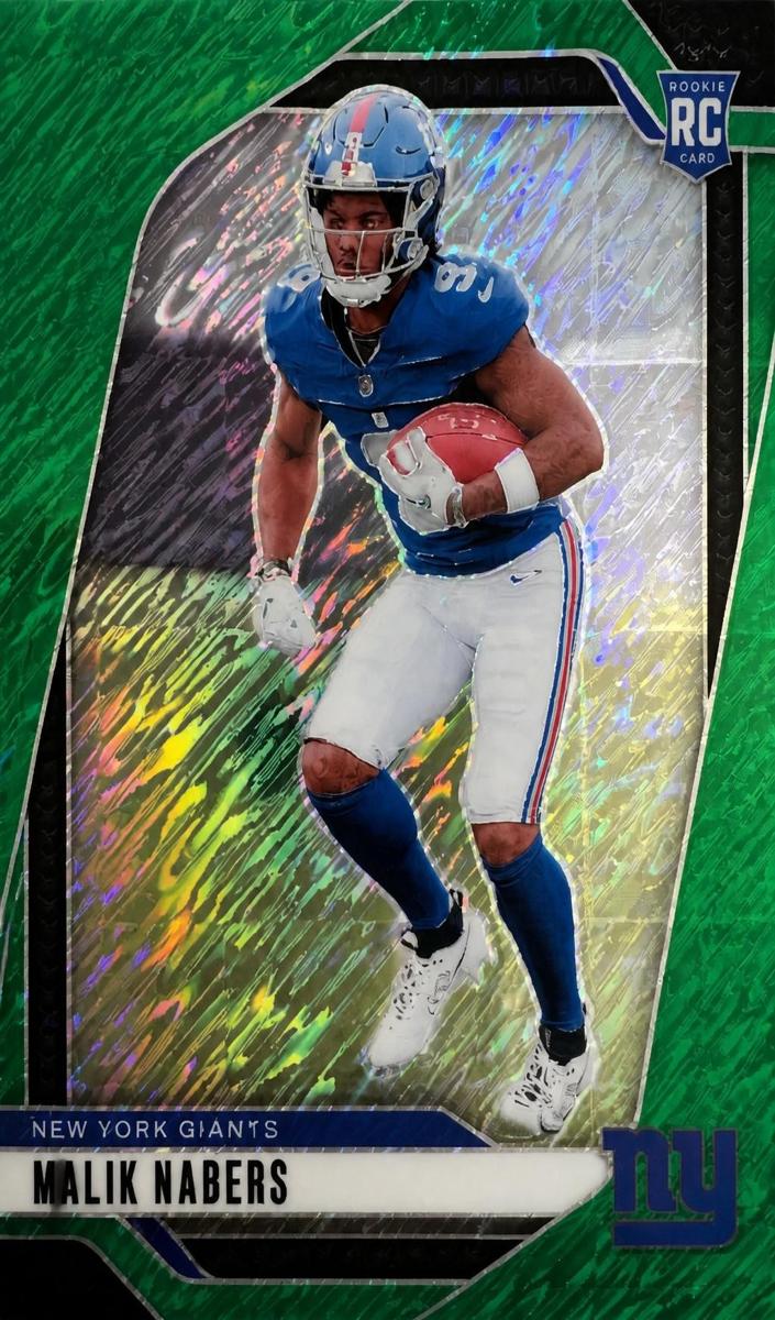 2024 Panini Prizm Football Green Shimmer Malik Nabers #370 PSA 9